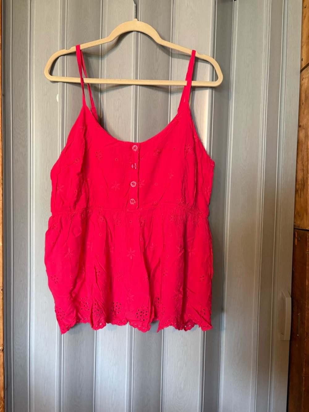 torrid Hot Pink Eyelet Button-Front Spaghetti Strap Camisole